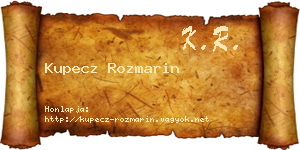 Kupecz Rozmarin névjegykártya